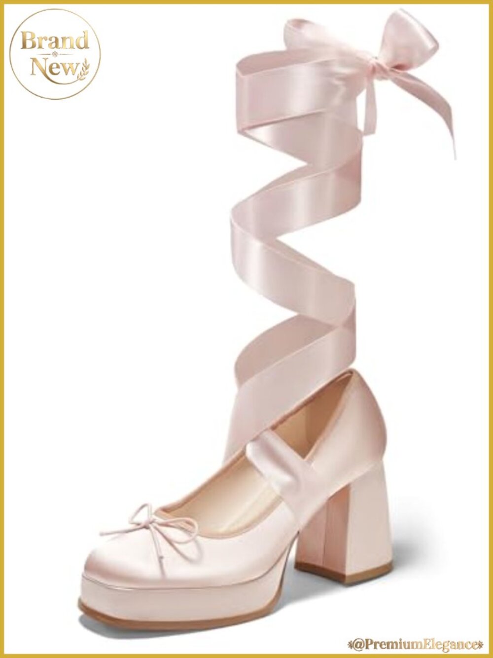 Lace Up Platform Chunky Heel Pumps with Bow Square Toe